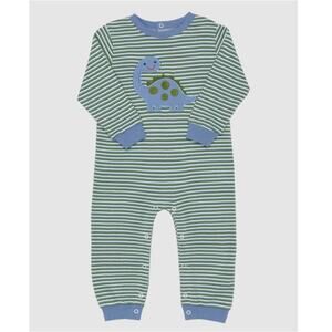 Grace & James Kids Blue Brooks Dinosaur Striped Romper Size 6M